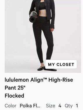 Lululemon NWT POLKA FLOCK ALIGN LEGGINGS SIZE 4 25" length